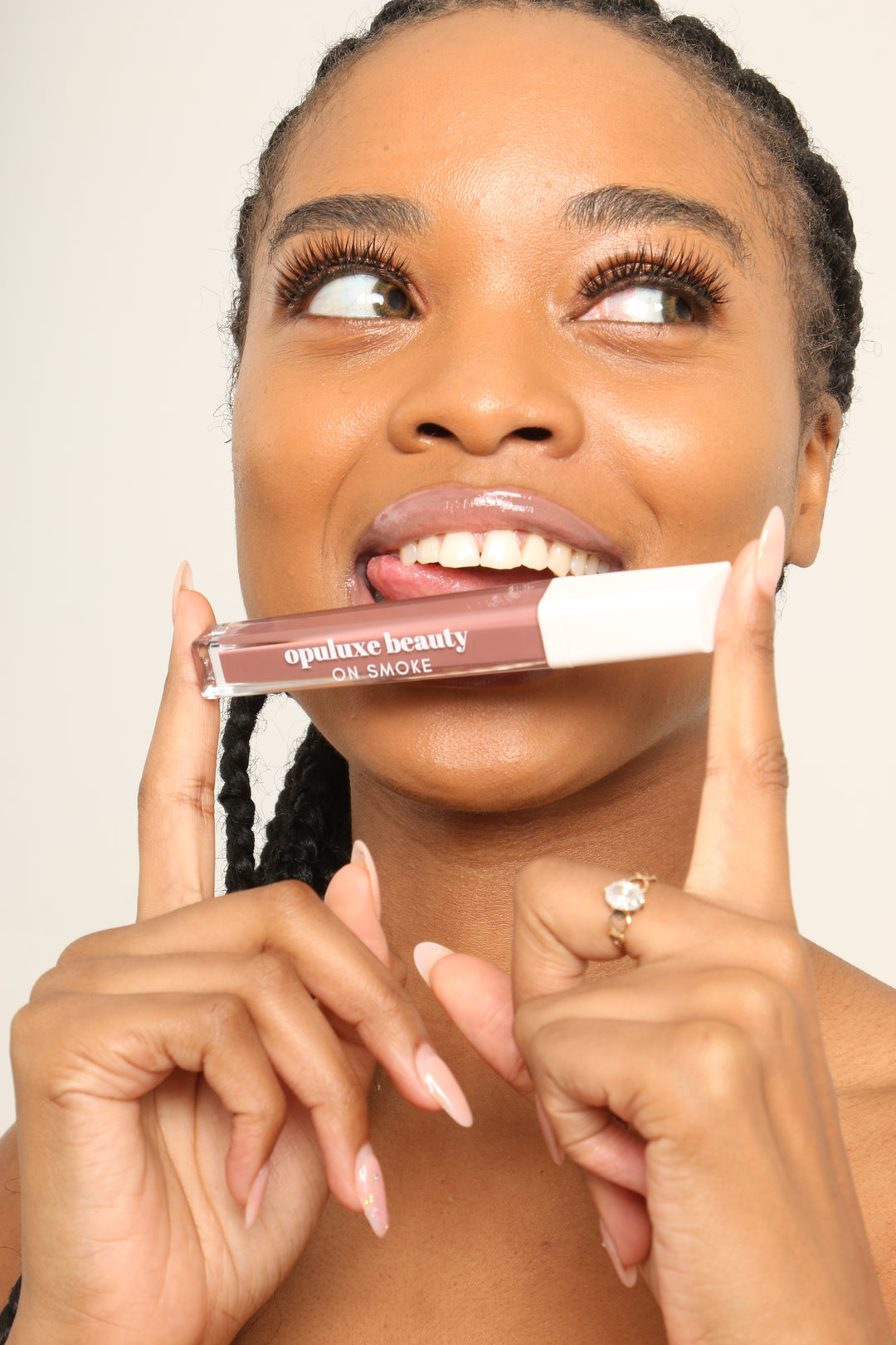 On smoke Lip Gloss Haute Lipgloss creamy pigmented non-sticky smokey brown Opuluxe Beauty®