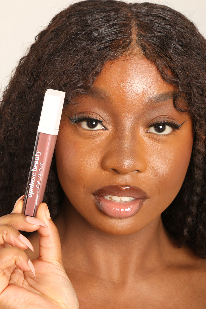 On smoke Lip Gloss Haute Lipgloss creamy pigmented non-sticky smokey brown Opuluxe Beauty®