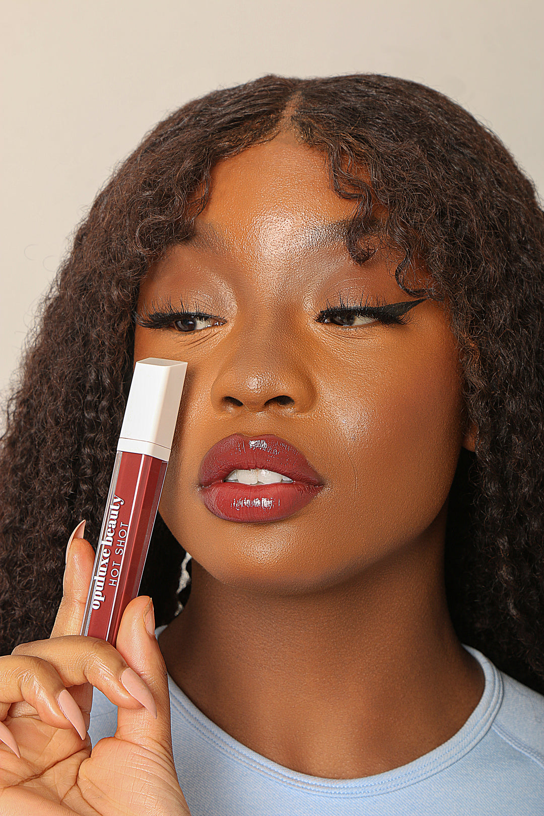 hot shot Haute lipgloss raisin sangria shade creamy pigmented non-sticky Opuluxe Beauty®